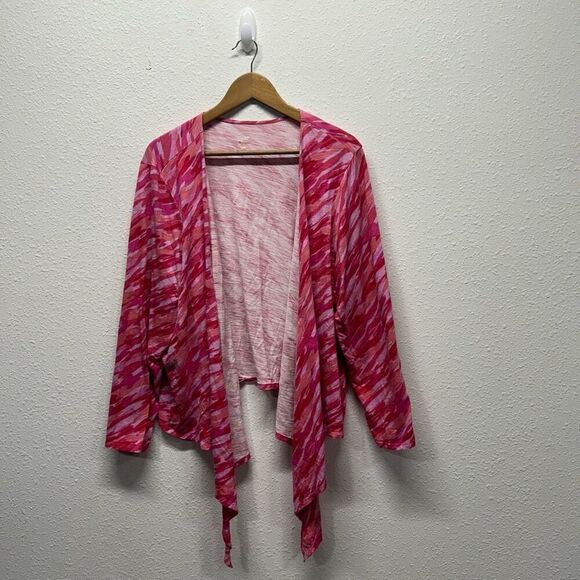 Belle Kim Gravel Women's Camouflage Open Front Pink Long Sleeve Cardigan 2X - Picture 1 of 14
